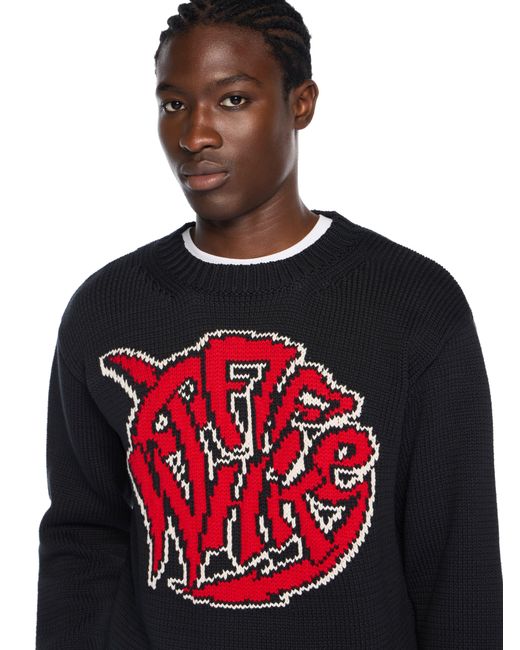 Off-White c/o Virgil Abloh Red Sphere Logo Chunky Knit Crewneck Sweater for men