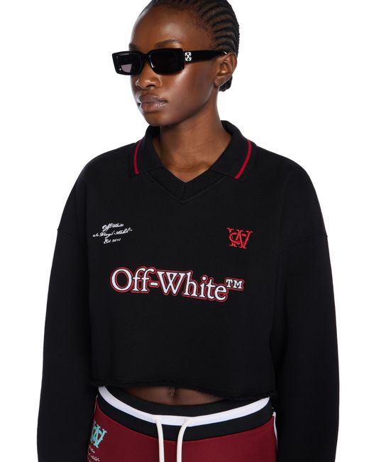 Off-White c/o Virgil Abloh Black Sporty Crop Polo Logo Sweatshirt