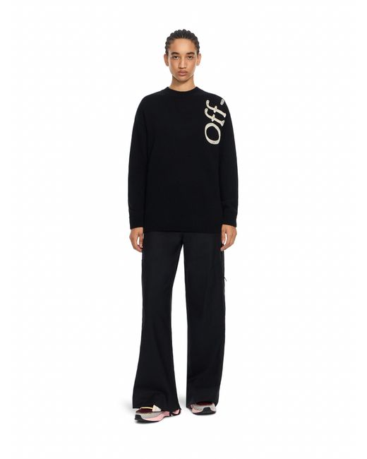 Off-White c/o Virgil Abloh Black Vertical Bookish Logo Knit Crewneck