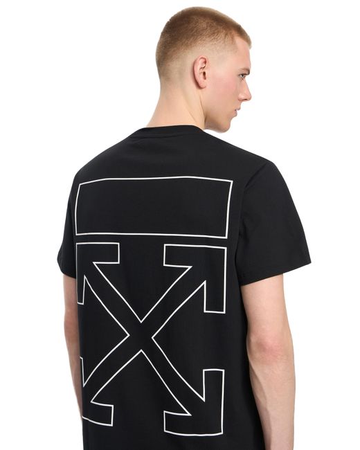 Off-White c/o Virgil Abloh Black Slim Fit Outlined Signature S/S T-Shirt for men
