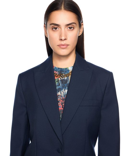 Off-White c/o Virgil Abloh Blue Gabardine Label Tomboy Blazer