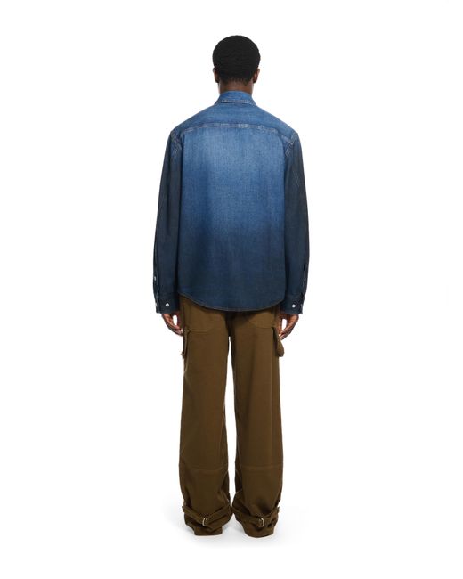 Off-White c/o Virgil Abloh Blue Spray Diagonal Denim Shirt for men