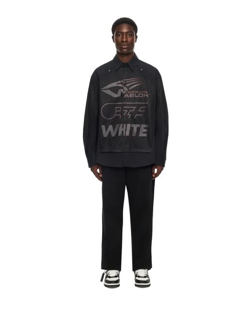 Off-White c/o Virgil Abloh Black Racing Staff Mesh Overshirt for men