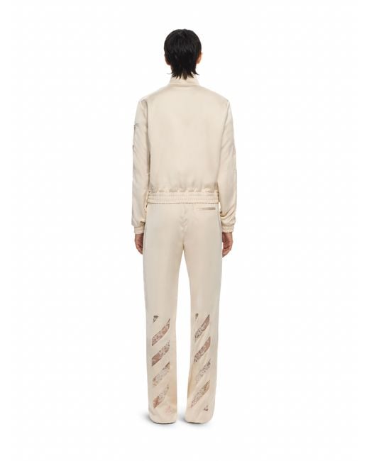 Off-White c/o Virgil Abloh White Diagonals Lace Satin Track Pants