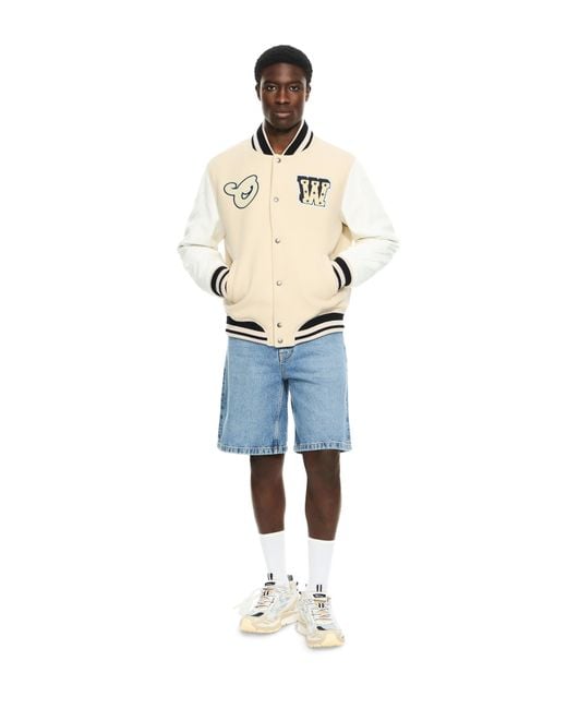 Off-White c/o Virgil Abloh Natural Star Logo Varsity Jacket for men