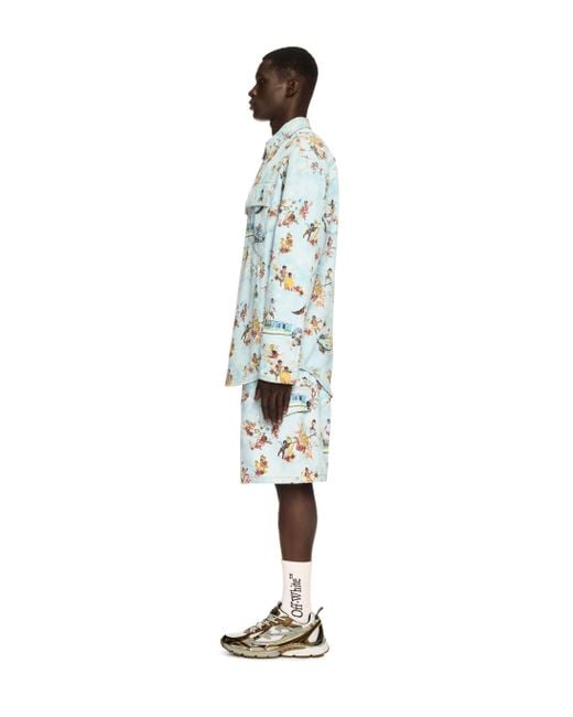 Off-White c/o Virgil Abloh Blue Fresco Print Den Milit Shirt for men