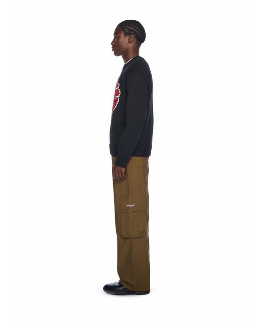 Off-White c/o Virgil Abloh Red Sphere Logo Chunky Knit Crewneck Sweater for men