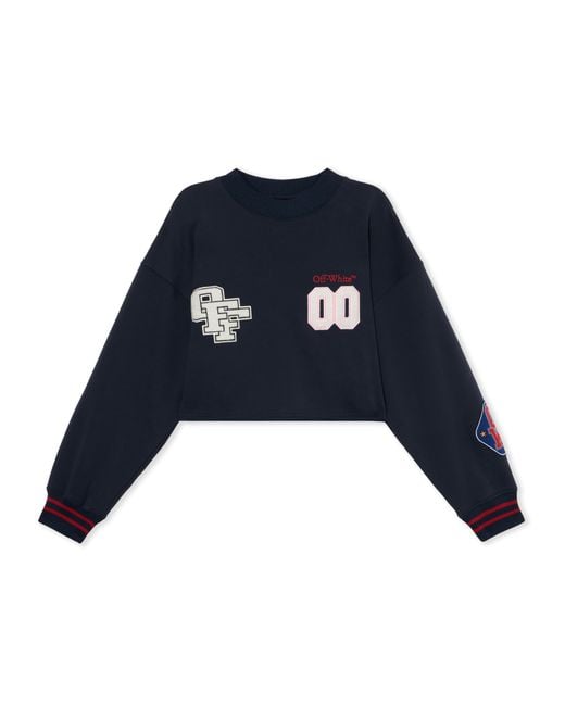 Off-White c/o Virgil Abloh Blue Royal Patch Crop Sweatshirt