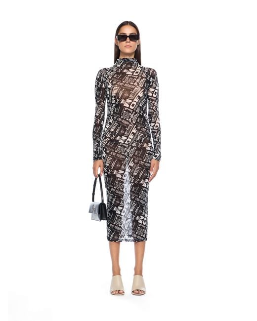 Off-White c/o Virgil Abloh White Multilogo Mesh Gather Midi Dress