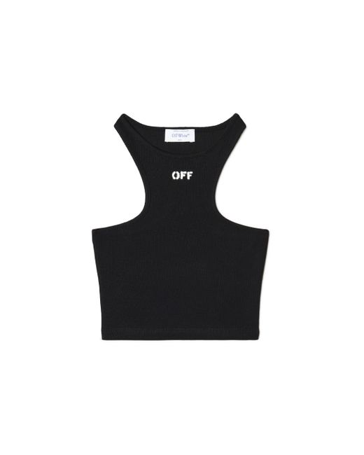 Off Stamp Ribbed Top di Off-White c/o Virgil Abloh in Black