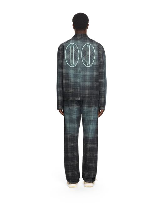 Off-White c/o Virgil Abloh Blue Check Jacqaurd Slim Relax Jeans for men