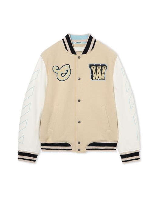 Off-White c/o Virgil Abloh Natural Star Logo Varsity Jacket for men