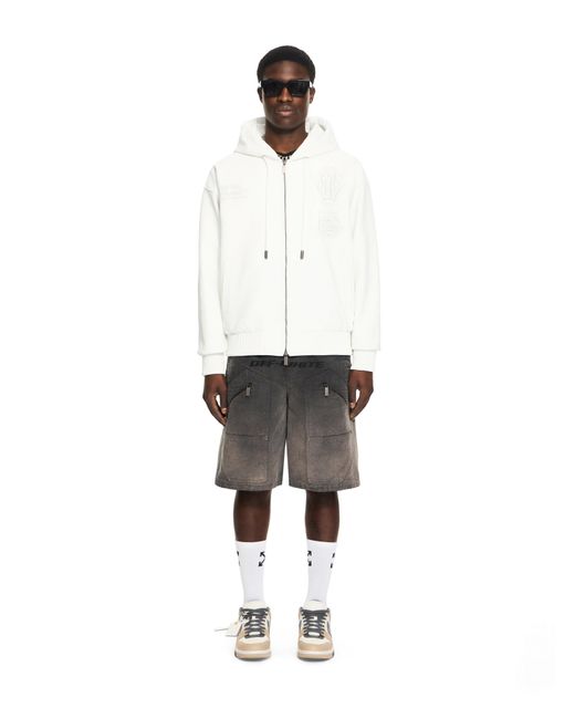Off-White c/o Virgil Abloh White Royal Team Embroidery Zip Hoodie for men