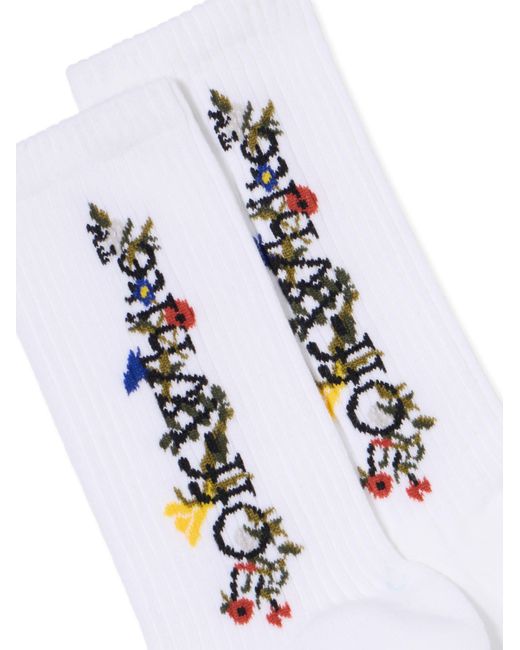 Off-White c/o Virgil Abloh White Floral Pattern Mid Socks