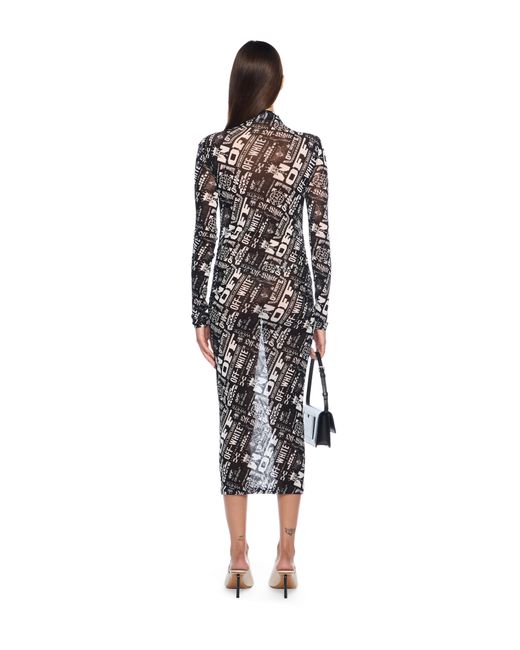 Off-White c/o Virgil Abloh White Multilogo Mesh Gather Midi Dress