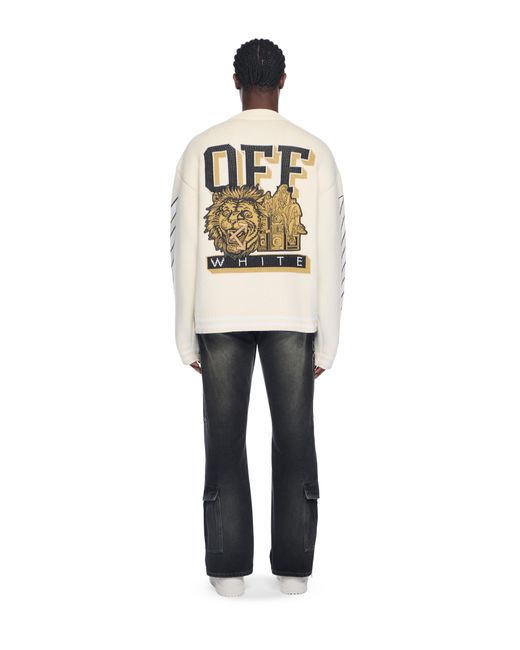 Off-White c/o Virgil Abloh Natural Lion Varsity Knit Cardigan for men