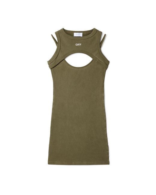 Off-White c/o Virgil Abloh Green Ribbed Cut-Out Dress