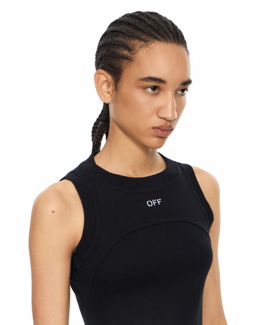 Off-White c/o Virgil Abloh Black Off Stamp Rib Round Tank Top