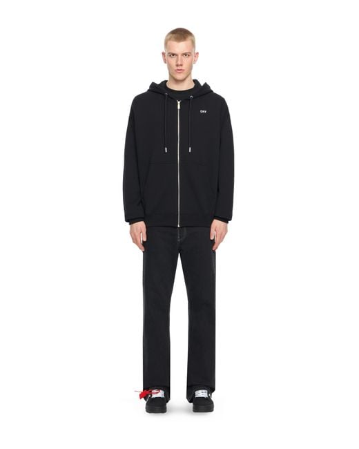 Off-White c/o Virgil Abloh Black Graphic Full Zip Hoodie for men
