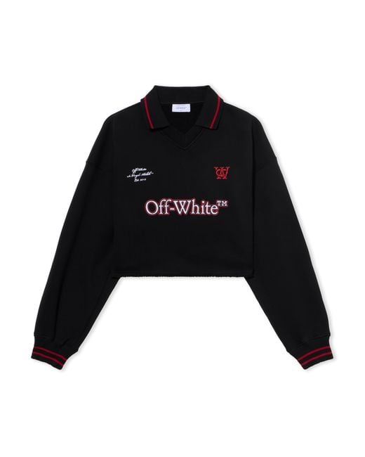 Off-White c/o Virgil Abloh Black Sporty Crop Polo Logo Sweatshirt