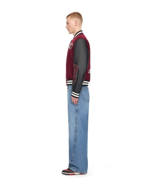 Off-White c/o Virgil Abloh Red Off- C/O Ac Milan Varsity Jacket for men