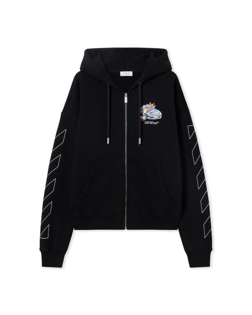 Off-White c/o Virgil Abloh Black Fresco Arrow Zip Skate Hoodie for men
