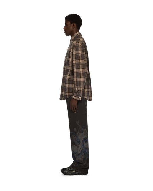 Off-White c/o Virgil Abloh Brown Spray Arrow Check Padded Overshirt for men