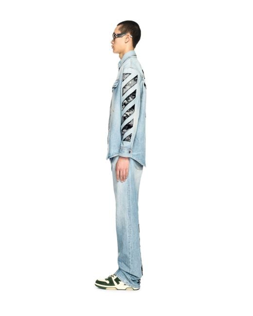 Off-White c/o Virgil Abloh Blue Diagonal Fresco Arrow Military Shirt for men