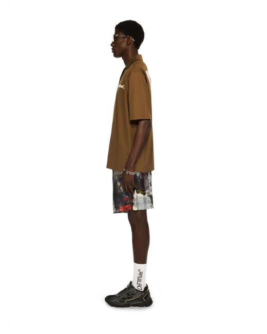 Off-White c/o Virgil Abloh Brown Scribble Arrow Poplin Shirt for men
