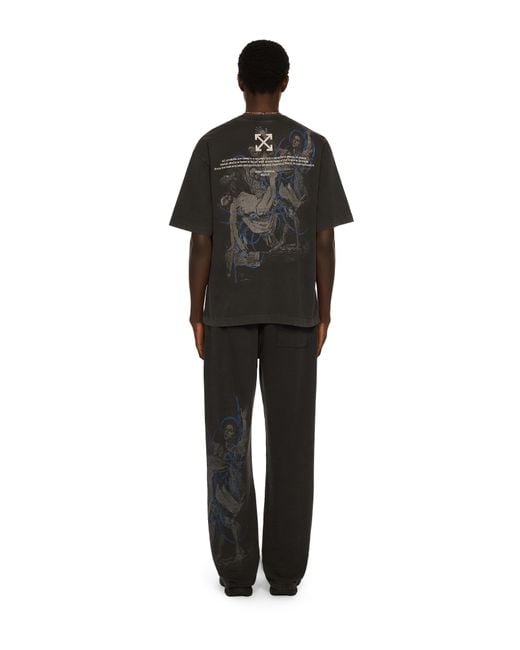 Off-White c/o Virgil Abloh Black Faded Painting Skate Logo T-Shirt for men