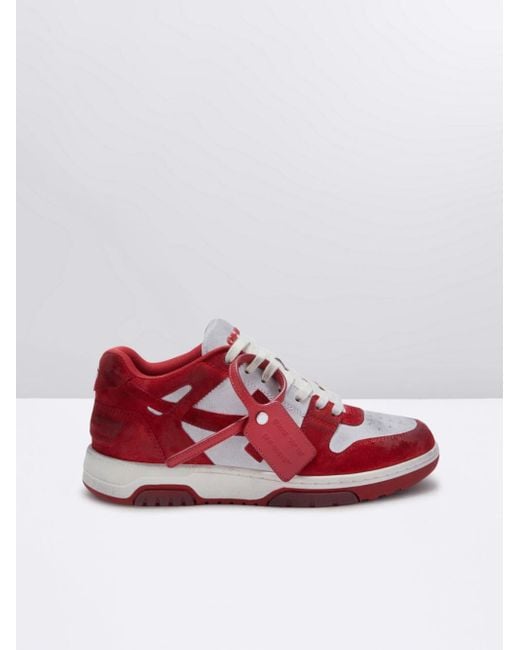 Off-White c/o Virgil Abloh Out Of Office Vintage Suede in White (Red