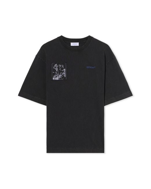 Off-White c/o Virgil Abloh Black Faded Painting Skate Logo T-Shirt for men