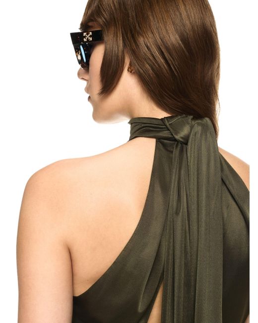 Off-White c/o Virgil Abloh Green Shiny Draped Backless Top