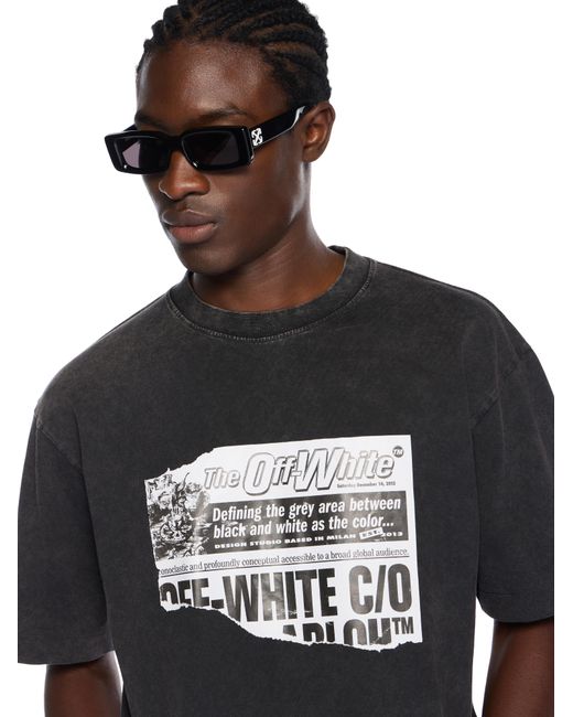 Off-White c/o Virgil Abloh Black News Outl Arrow Skate Logo T-Shirt for men