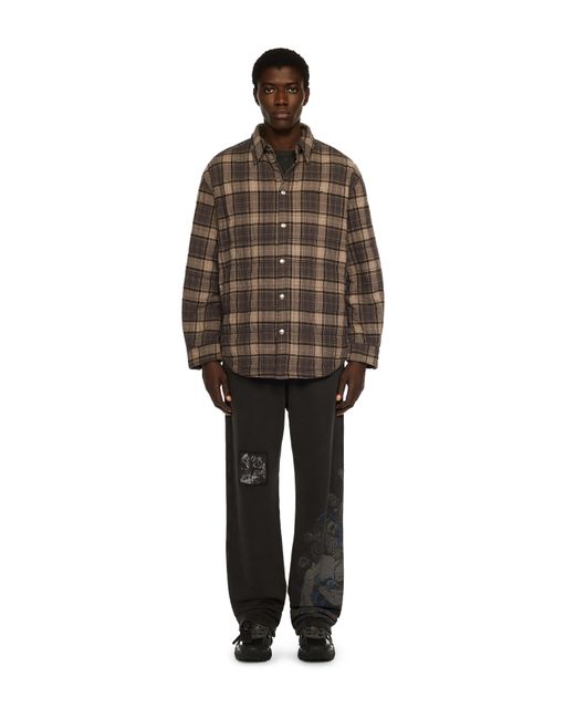 Off-White c/o Virgil Abloh Brown Spray Arrow Check Padded Overshirt for men