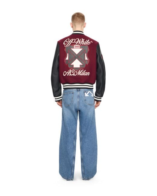 Off-White c/o Virgil Abloh Red Off- C/O Ac Milan Varsity Jacket for men