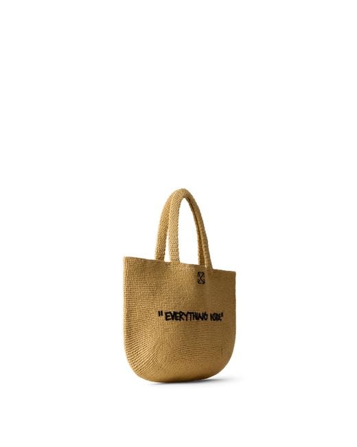 Off-White c/o Virgil Abloh Metallic Jitney Quote Raffia Tote Bag