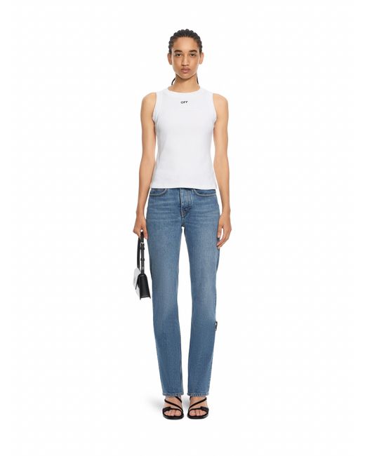Off-White c/o Virgil Abloh White Off Stamp Rib Round Tank Top