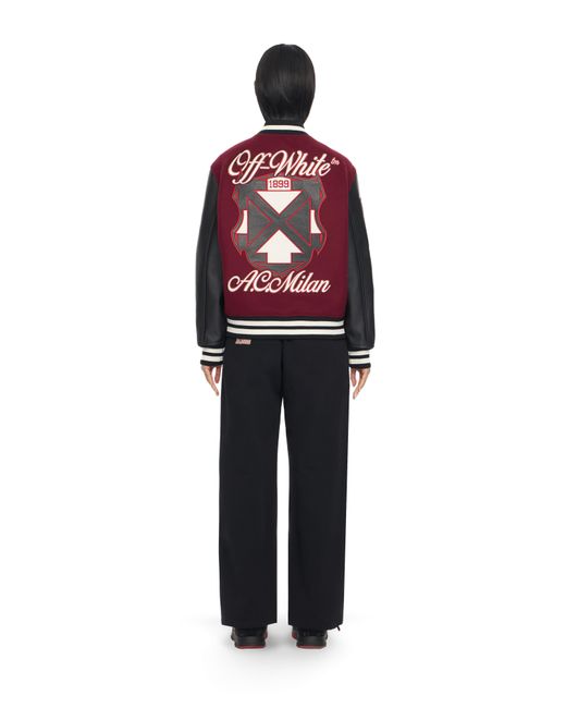 Off-White c/o Virgil Abloh Red Off- C/O Ac Milan Varsity Jacket