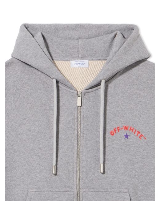 Off-White c/o Virgil Abloh Gray Star Arrow Zip Skate Hoodie for men