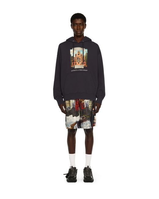 Off-White c/o Virgil Abloh Blue Train Off Skate Hoodie for men