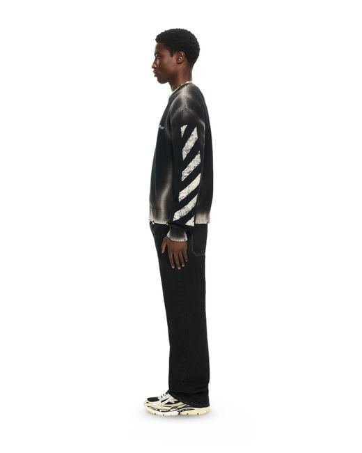 Off-White c/o Virgil Abloh Black Diag Corrosion Crewneck Sweater for men