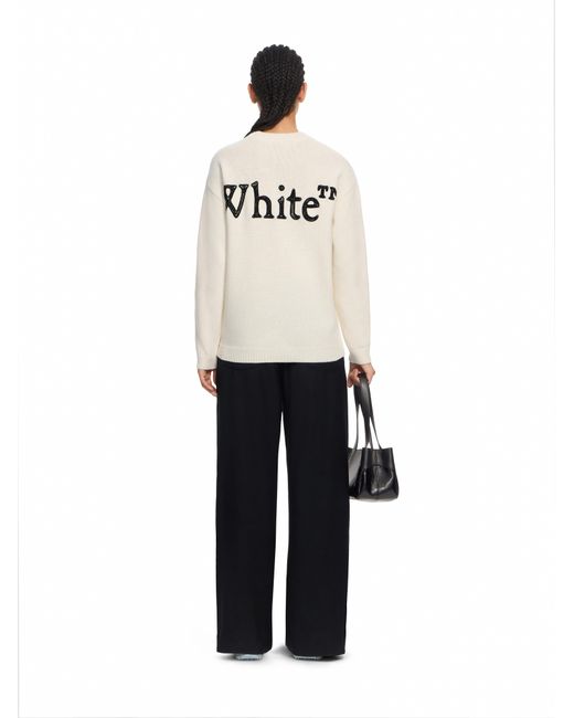 Off-White c/o Virgil Abloh White Bookish Shared Logo Knit Crewneck