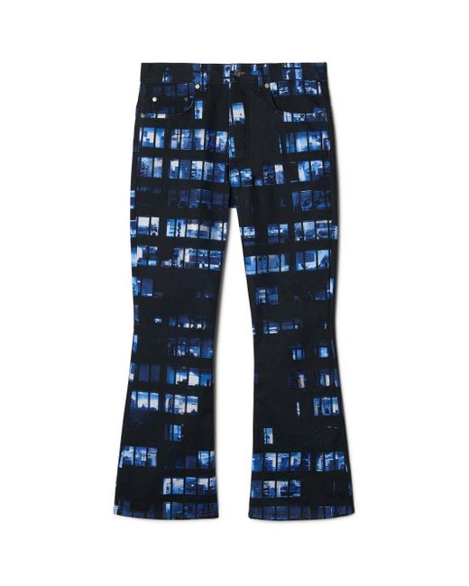 Off-White c/o Virgil Abloh Blue Cryst Windows Crop Flare Jeans for men