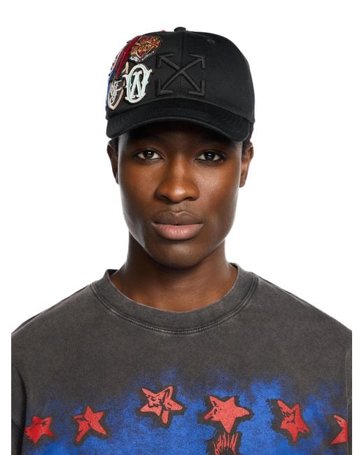 Off-White c/o Virgil Abloh Black Multi Patch Baseball Cap for men