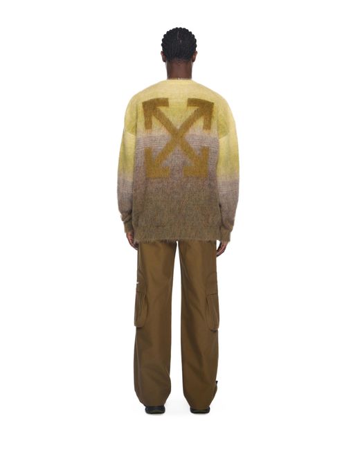 Off-White c/o Virgil Abloh Green Mohair Arrow Gradient Crewneck Sweater for men