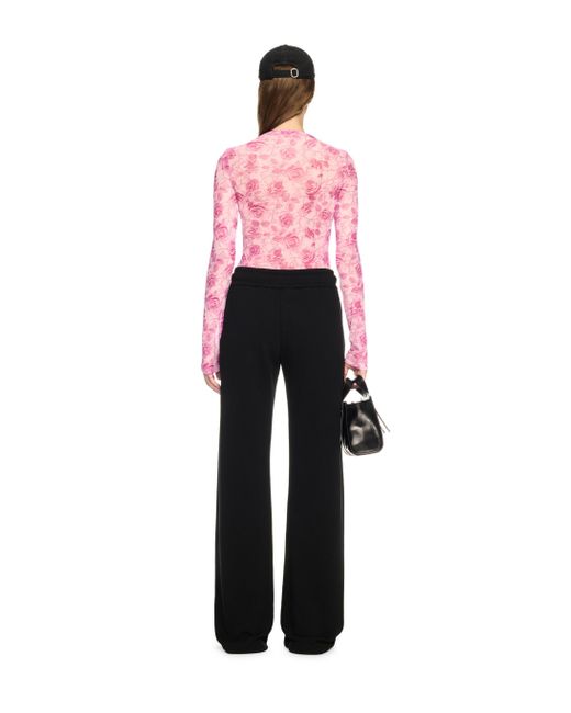 Off-White c/o Virgil Abloh Pink Off Stamp Roses Mesh L/S Crew Powder Pin