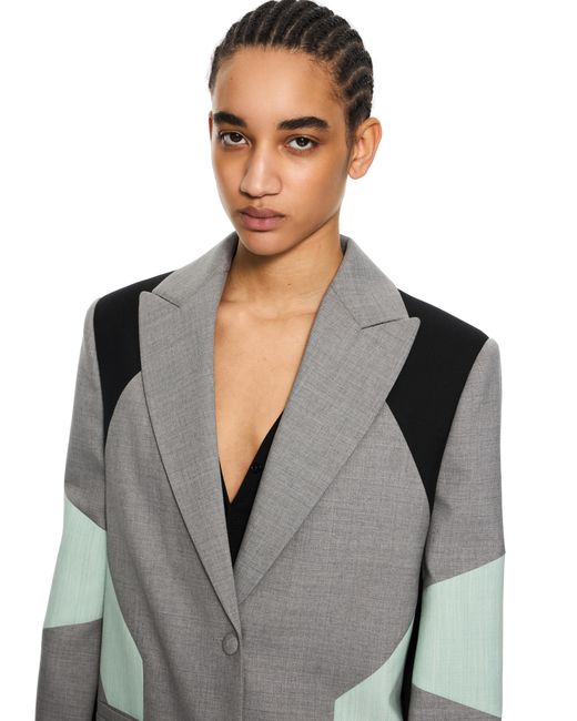 Off-White c/o Virgil Abloh Gray Stretch Color Block Blazer