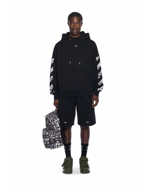 Off-White c/o Virgil Abloh Black Newspaper Arrow Skate Hoodie for men