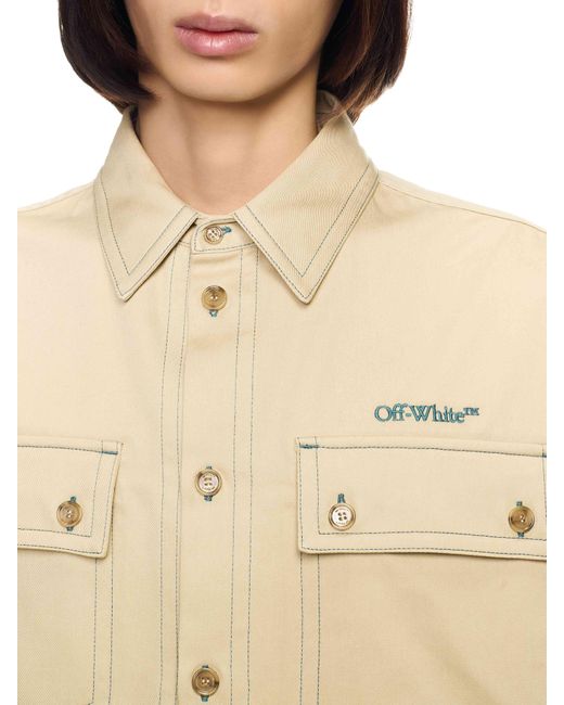 Off-White c/o Virgil Abloh Natural Beige Stitch Military Overshirt for men